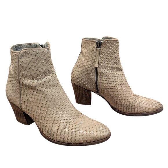 Ann Tuli - Women's Leather "Snakeskin" Zip Up Booties w heels - Size 38 - Picture 2 of 14